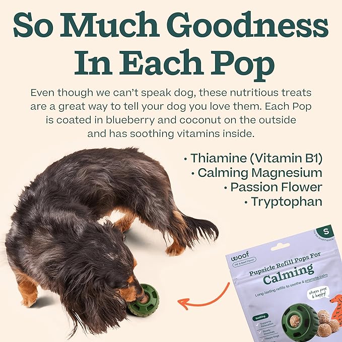 WOOF Pupsicle Refill Pops for Calming - Calming Dog Treats - Long-Lasting Refills for The Pupsicle Toy to Promote Calm - Magnesium for Dogs- Small Pops - 10 Count
