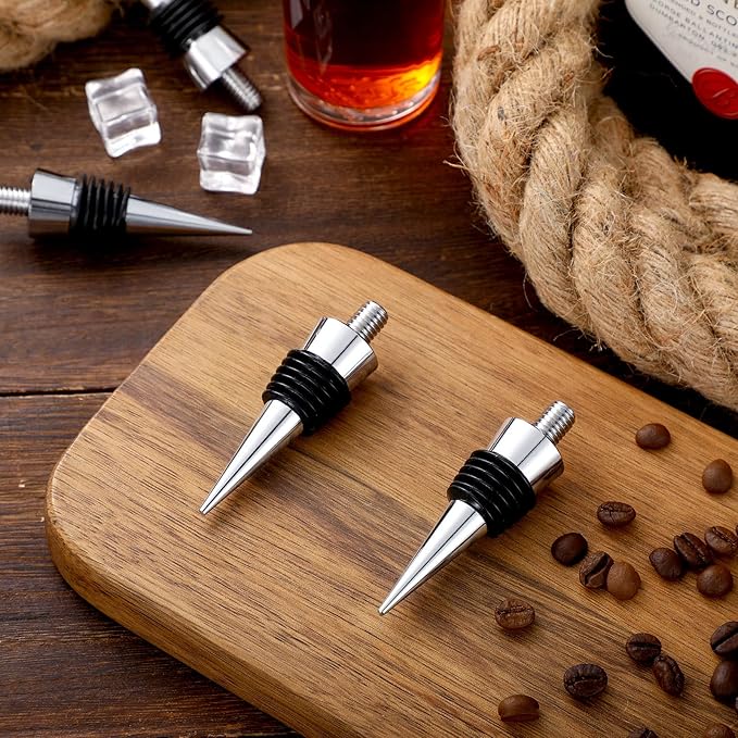6 Pieces Metal Bottle Stopper 16 x 3/8 Blank Stainless Steel Wine Bottle Stopper Kit Reusable Wine Saver Corks Chrome Bottle Stopper Set Hardware for Wedding Wine Party Bar Turning