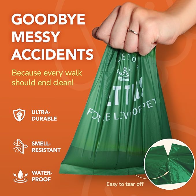 Biodegradable Dog Poop Bag - 90 Dog Waste Bags Total, Leakproof & Odor-Trapping, Durable Doggy Waste Bags – 6 Rolls (15 Pet Poop Bagі Per Roll), 13x9" Environment-friendly Potty Bags