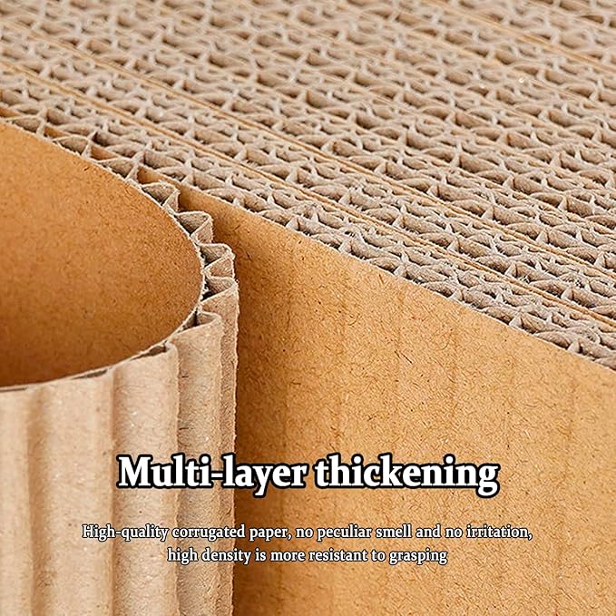 5 Packs in 1 Cat Scratch Pad with Box for Indoor Cats, Larger-Sized Durable Recyclable and Reversible Cardboard Cat Scratching Pad for Rest and Play