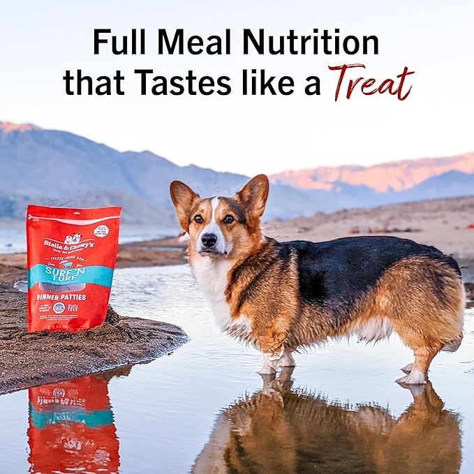 Stella & Chewy's Freeze-Dried Raw Dinner Patties - Surf 'N Turf Salmon & Beef Recipe - High Protein Grain-Free Puppy & Dog Food - Perfect For Picky Eaters - 5.5 oz