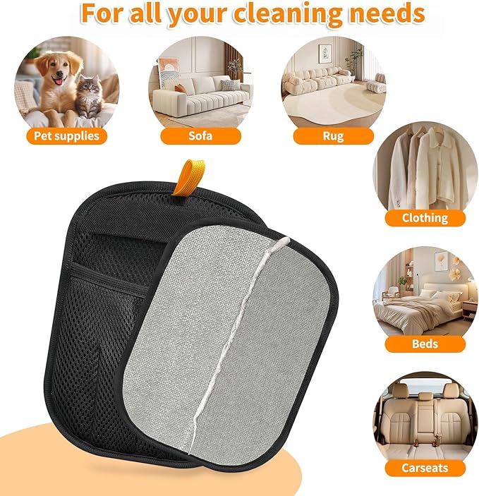 3PCS Pet Hair Removal Glove for Dogs & Cats Reusable Electrostatic Pet Hair Remover Gloves for Clothing, Couch, Carpet, Car Seat Alternative to Pet Lint Roller