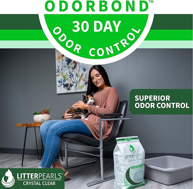 Litter Pearls Crystal Clear Unscented Non-Clumping Crystal Cat Litter with Odorbond, 7 lb