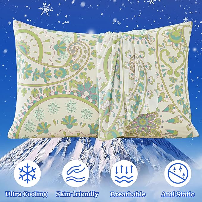 Cooling Pillow Cases for Hot Sleepers - Double Side Arc-Chill Q-Max>0.5 Cooling Fiber Cool Pillow Cases 2 Pack - Breathable Soft Cold Pillow Cases with Hidden Zipper (20" x 36")