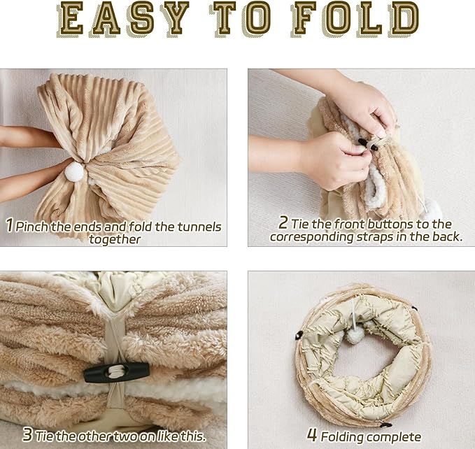 Cat Tunnel for Indoor Cats,Cats Toys Collapsible Tunnel Straight Tube with a Fun Ball and 2 Holes,Cat Play Tunnels,for Rabbits, Ferrets, Puppies & Small Pets,Diameter 9.8 Inch