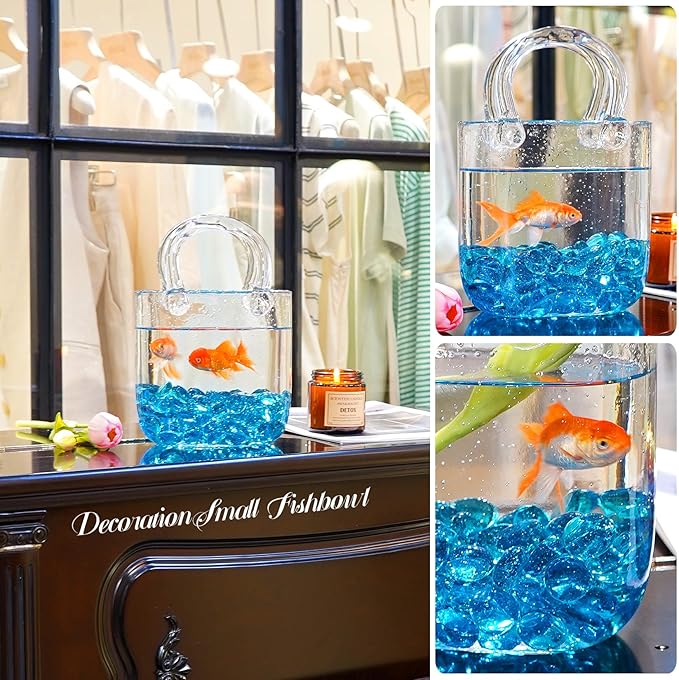 2LB Ocean Blue Flat Glass Marbles for Vases, Gemstone Beads Vase Filler Decorative Glass Pebbles for Fish Tank, DIY Crafts, Aquarium Decor Rocks