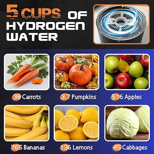 Hydrogen Water Bottle Generator, Portable Rechargeable aquahealth Hydrogen Water, Hydrogen Water Ionizer Machine, with SPE/PEM Technology, for Home Office Travel Fitness Drinking (Black)