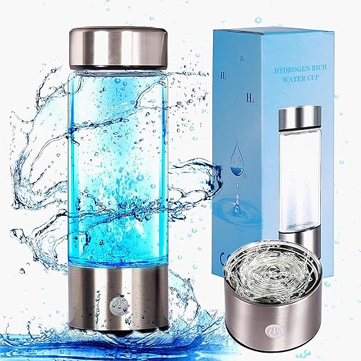 Hydrogen Water Bottle,Portable Hydrogen Water Generator Machine, Improve Water in 3 Minutes Quick Electrolysis, Suitable for Home, Office, Travel, Daily Drinking (Silver)