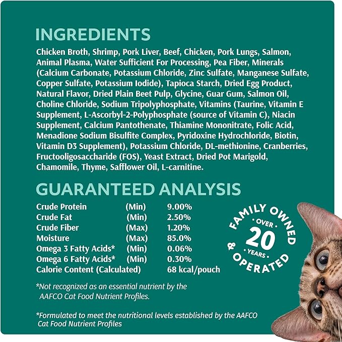 Optimeal Grain-Free Wet Cat Food Pouches – Shrimp & Salmon in Savory Gravy, High Protein & Moisture-Rich Tender Morsels, Indoor Adult Cat Wet Food with Natural European Ingredients, 3 oz (Pack of 12)