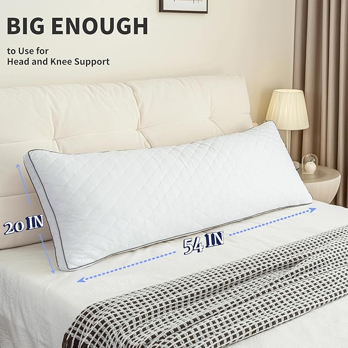 Ubauba Memory Foam Body Pillow, Full Large Body Pillows for Adults, Firm & Fluffy Long Bed Pillows for Sleeping (20x54 inch, White)