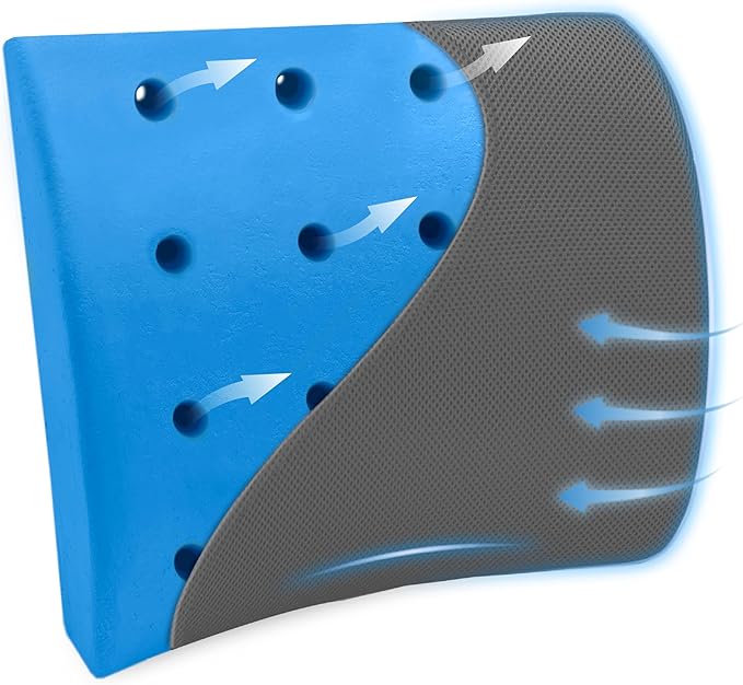 SAMSONITE, Gel-Infused Memory Foam Lumbar Support Pillow with Enhanced Airflow Design for Cooling Experience, Fits Most Office Chairs and Car Seats, Lower Back Cushion for Enhanced Ergonomic Benefits…