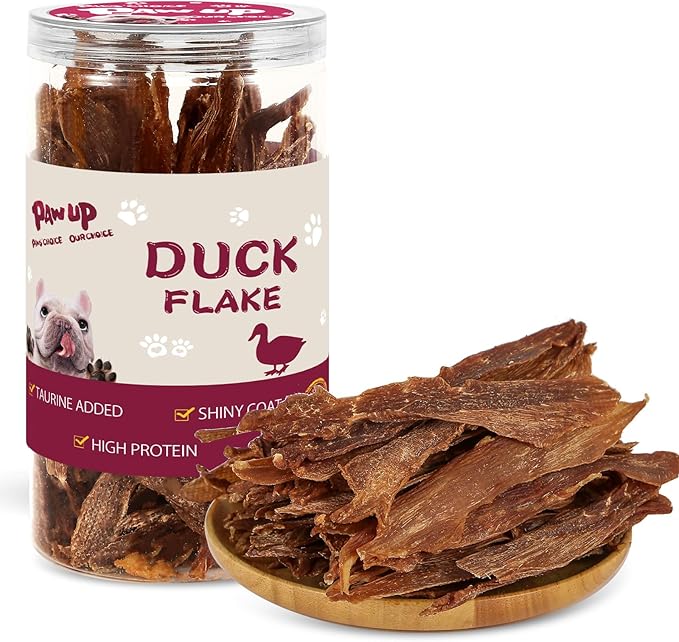Dog Treats Jerky Duck Crisp Flakes, 1% Taurine Added, 6oz (170g), Duck Jerky Chip Flakes, High Protein Dog Training Rewards, Rawhide-Free, Gluten-Free