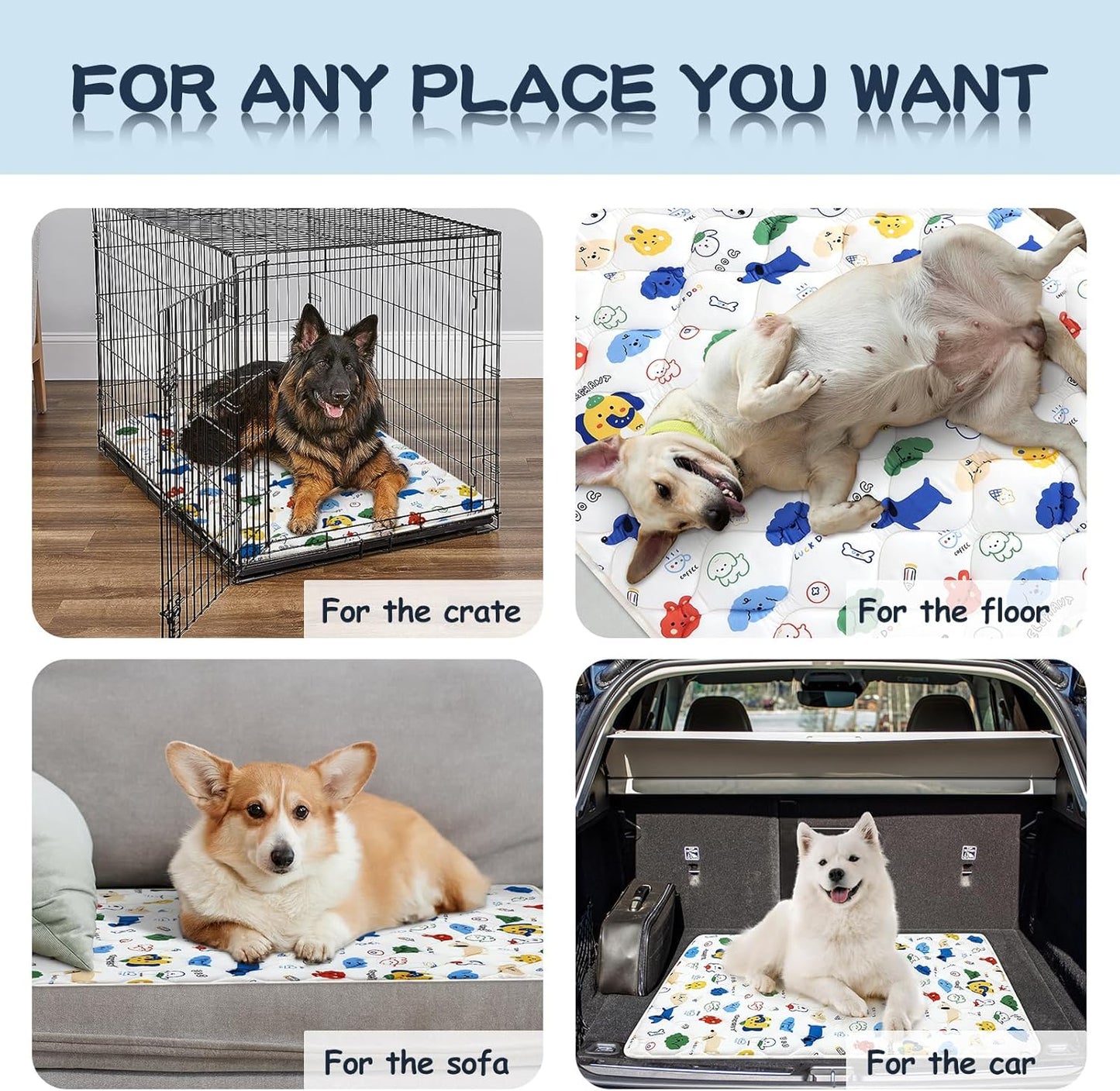 Washable Dog Crate Mat, Ultra Soft Dog Bed Mat for Sleeping with Anti-Slip Bottom for Large Medium Small Dogs Breeds (36" X 23")