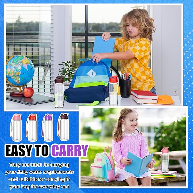 Mifoci 20 Pieces Water Bottle Bulk Plastic Water Bottles Bulk Gym Sports Adults Reusable Large Water Bottles with Leak Proof Flip Top for Party Outdoor(17 oz,Vibrant Color)