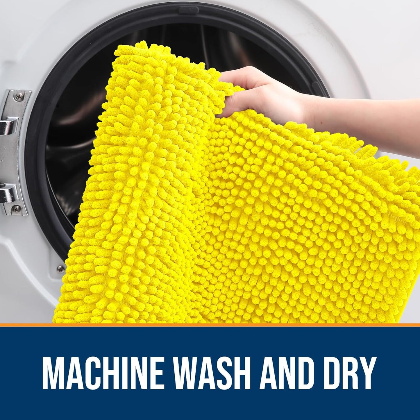 OLANLY Dog Door Mat for Muddy Paws 44x24, Absorbs Moisture and Dirt, Absorbent Non-Slip Washable Doormat, Quick Dry Chenille Mud Mat, Entry Indoor Entryway Carpet for Inside Floor, Lemon Yellow