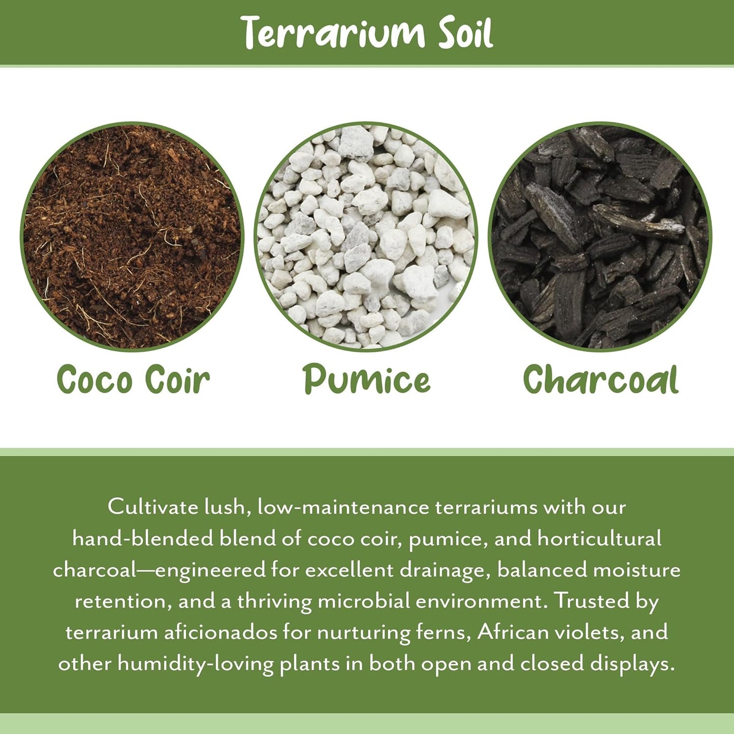 Terrarium Potting Soil Mix (4 Quarts), w/Blended Filtering Charcoal Custom Made for Terrariums