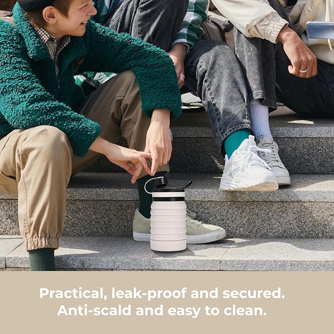 Hydrate Bottles Collapsible Water Bottle,Silicone Foldable Water Bottle,BPA Free, Portable, and Lightweight Design,Perfect for Indoor, Outdoor, Travel, Office, and Home, Leak-Proof, and Safe