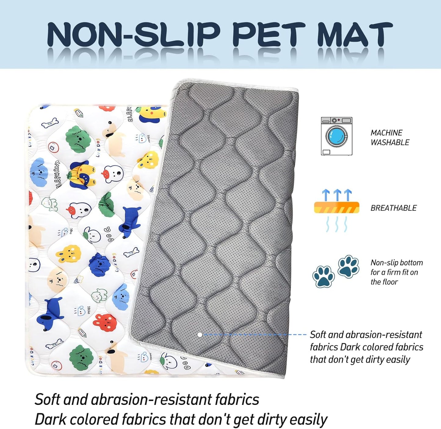 Washable Dog Crate Mat, Ultra Soft Dog Bed Mat for Sleeping with Anti-Slip Bottom for Large Medium Small Dogs Breeds (36" X 23")