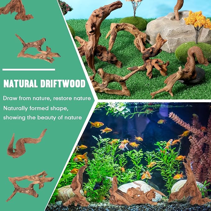 Suzile 20 Pcs Small Natural Coral Driftwood for Aquarium 4-7 Inches Driftwood Assorted Shapes Reptile Terrarium Decor Drift Wooden Branch for Fish Tank Aquarium Decoration