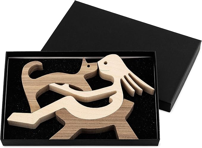 Desk Decorations Girl Figurines and Cat Ornaments Wooden Accent Decor Home Accessories Decorative Objects