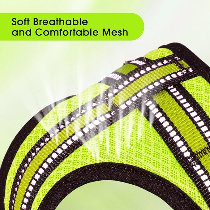 Wisedog Ajustable Mesh Breathable Dog Harness - Reflective Webbing, Lightweight No Pull Harness with 3 Fast-Release Buckles for Dogs Walking, Running and Outdoor Adventures, Yellow M