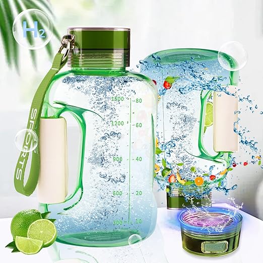 Hydrogen Water Bottle,57OZ/1.5L Large Capacity Portable Hydrogen Water Bottle Generator,Hydrogen Water Generator with SPE/PEM Technology (Color : Green)