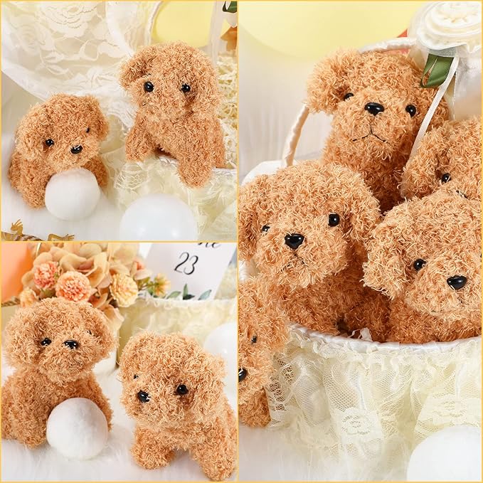 Sumind 9 Pcs 4 5 Mini Plush Stuffed Puppy Dog Party Favor Small Dog Stuffed Animal Bulk Soft Toy Doll Cute for Kids Gift Graduation Stocking Stuffers Baby Shower Birthday(Long Plush Puppy)