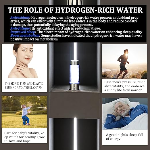 Hydrogen Water Bottle 2024, Hydrogen Water Bottle Generator with SPE PEM Technology Water Ionizer, Hydrogen Water Machine Improve Water in 3 Minutes for Home, Office, Travel, Daily Drinking(Silver)