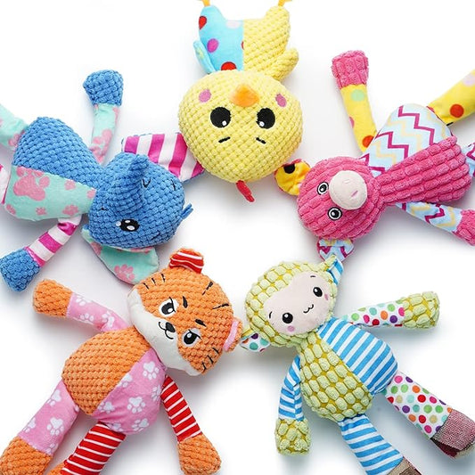 Nocciola Stuffed Crinkle Squeaky Dog Toys: 5 Pack Cute Animal Plush Toys for Small Medium Size Dogs, Durable Puppy Chew Toys for Boredom and Calming Aid, for Dogs