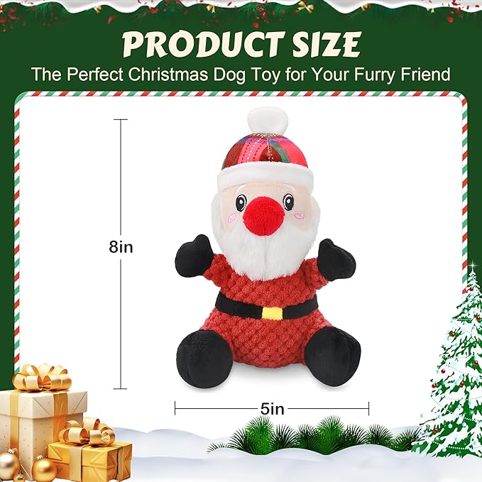 Squeaky Dog Toys, Dog Chew with Crinkle Paper for Puppy, Small, Medium, Large Dogs, Interactive Pet Holiday Toys for Training and Reducing Boredom