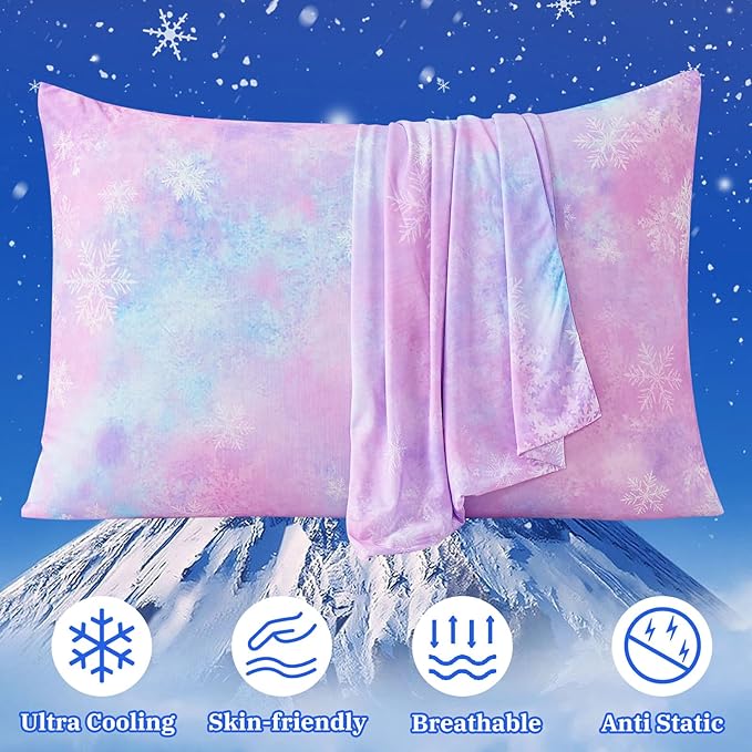 Cooling Pillow Cases for Hot Sleepers - Double Side Arc-Chill Q-Max>0.5 Cooling Fiber Cool Pillow Cases 2 Pack - Breathable Soft Cold Pillow Cases with Hidden Zipper (20" x 26")