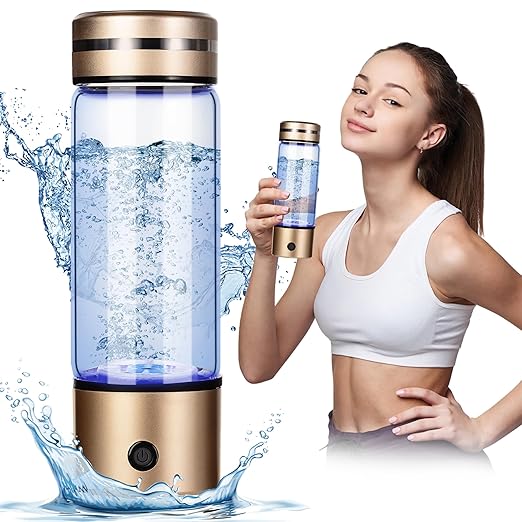 Hydrogen Water Bottle, VirKech 11oz 1600PPB Hydrogen Rich Water Bottle Generator with SPE/PEM 3 Mins Quick Electrolysis and Leak-Proof to Slow Down Aging, Best Gift for Women and Men