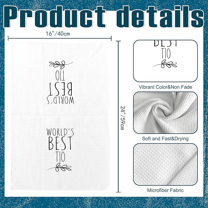 World's Best TIO Kitchen Towels, Best TIO Spanish Gifts for TIO Uncle, TIO from Children, TIO Father's Day Birthday Thanksgiving Gifts Tea Towels Kitchen Hand Towels 16x24 Inch