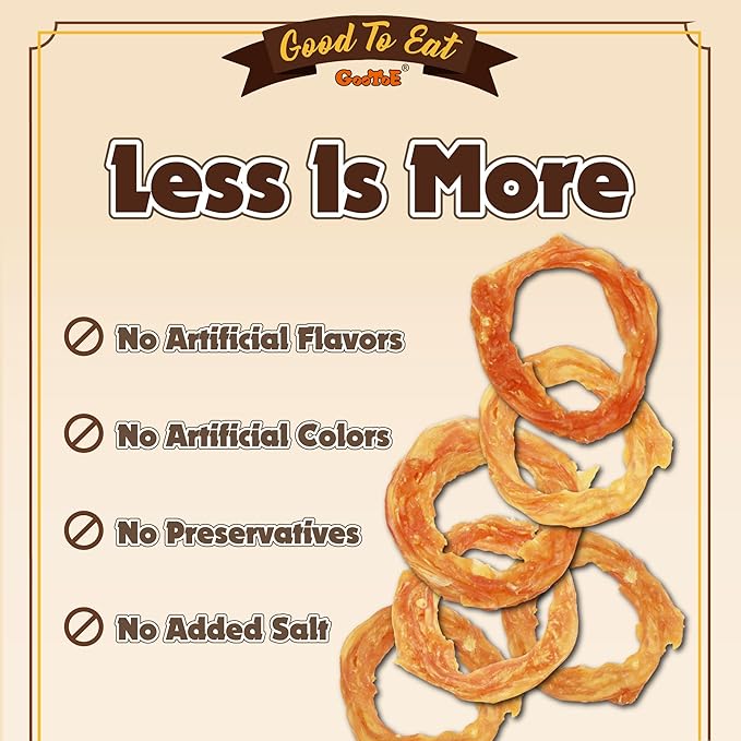 Gootoe Turkey Tendon Dog Treats, Ring (S) 6 Pieces per Pack, USA-Sourced Turkey Tendon, Natural Snack, Premium Puppy Chews, Hypoallergenic, Reseal Value Bags, Size for Small Dogs