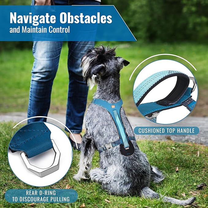 No-Pull Dog Harness with Handle - Escape Proof, Anti-Pulling, Grip Control, Multi-Angle Reflective for Safe Walks & Training, Easy On & Off, Metal Buckle–Pet Harness, Medium/Large Dogs- H3- Black