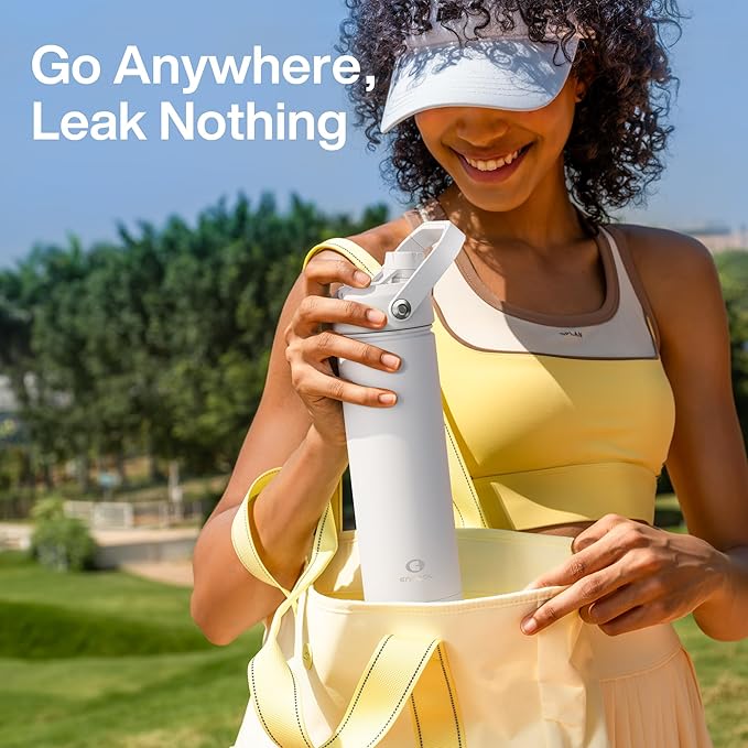 Insulated Water Bottle with Straw Stainless Steel Water Bottle, Leak-Proof, BPA-Free, Double Wall Vacuum Keeps Cold for 24 Hours for Sports, Travel, School (18 oz, Polar White)