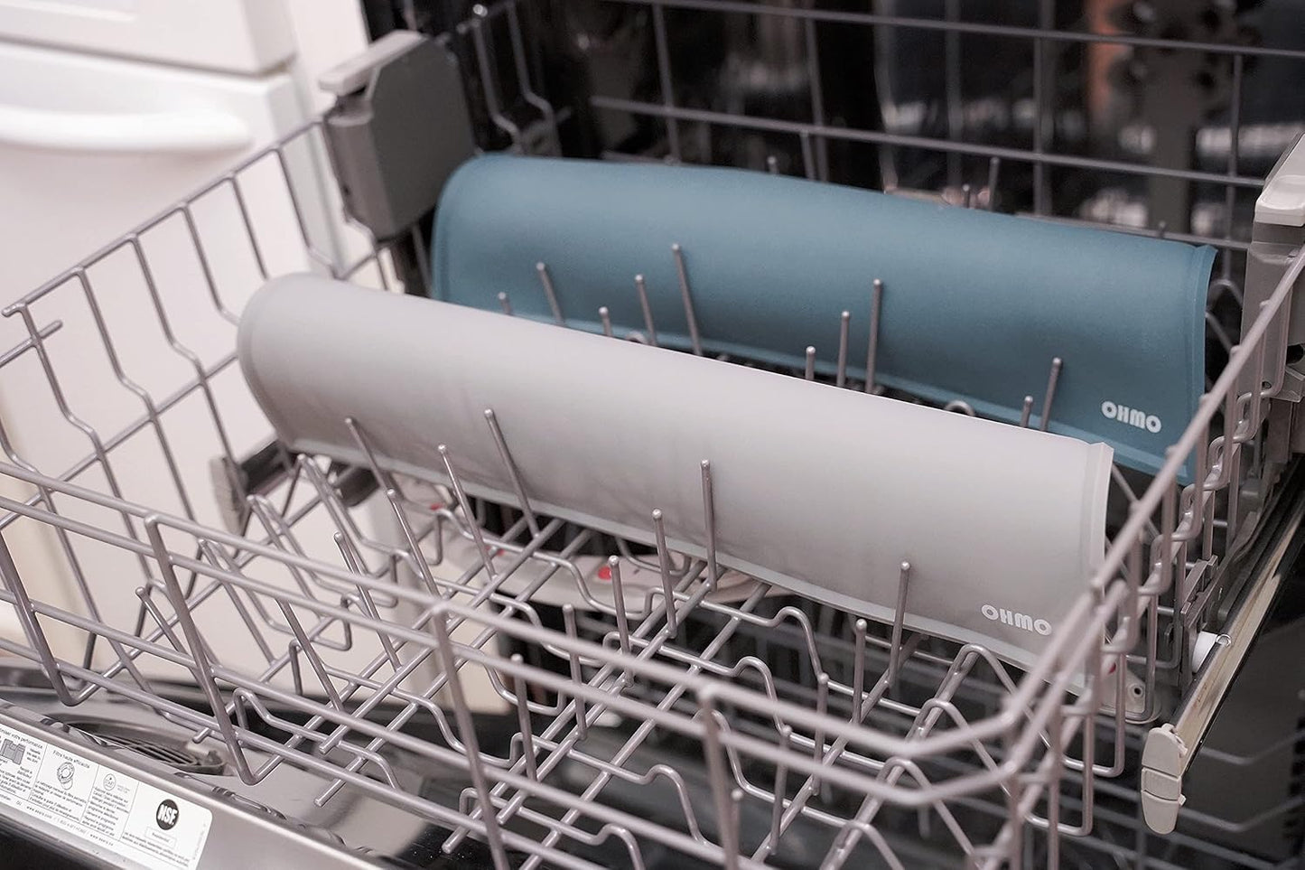 OHMO - Cat Food Mat, Silicone Pet Feeding Mat for Floor Non-Skid Waterproof Dog Water Bowl Tray, Easy to Clean Pet Placemat (Teal, 18 * 9.8'')