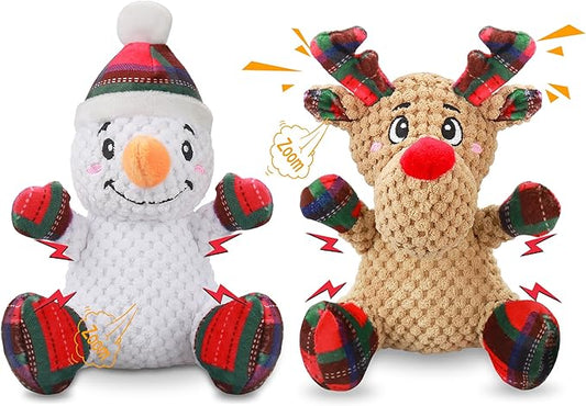 Squeaky Dog Toys, 2 Pack Dog Chew Toys with Crinkle Paper for Puppy, Small, Medium, Large Dogs, Interactive Pet Holiday Toys for Training and Reducing Boredom