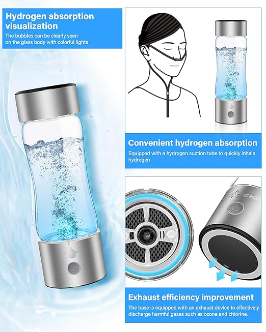 Hydrogen Water Bottle 2024, Hydrogen Water Bottle Generator with SPE PEM Technology Water Ionizer, Hydrohealth Hydrogen Water Machine Improve Water in 3 Mins for Home, Office, Travel, Daily Drinking