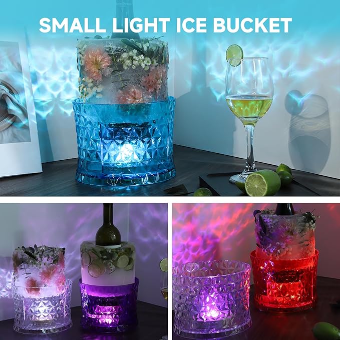 Ice Bucket Mold, Wine Bottle Chiller DIY Ice Bucket Champagne Ice Bucket Mold Floral Ice Bucket Mold,Ice Molds Holiday Bar Any Celebration Party Wedding Christmas and Thanksgiving (Hard Purple)