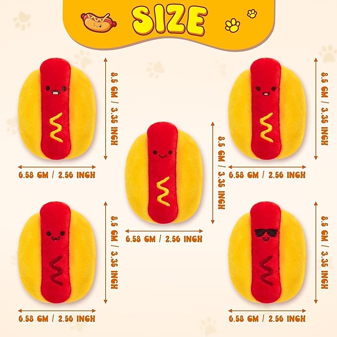 L1rabe Hot Dog Catnip Stuffed Toys - 5Pcs Fall Funny Hot Dog Cat Toys Indoor Yellow Interactive Pet Supplies, Kitten Chew Bite Tools Cat Lovers Gifts, Organic Eco-friendly Birthday Present for Kittens