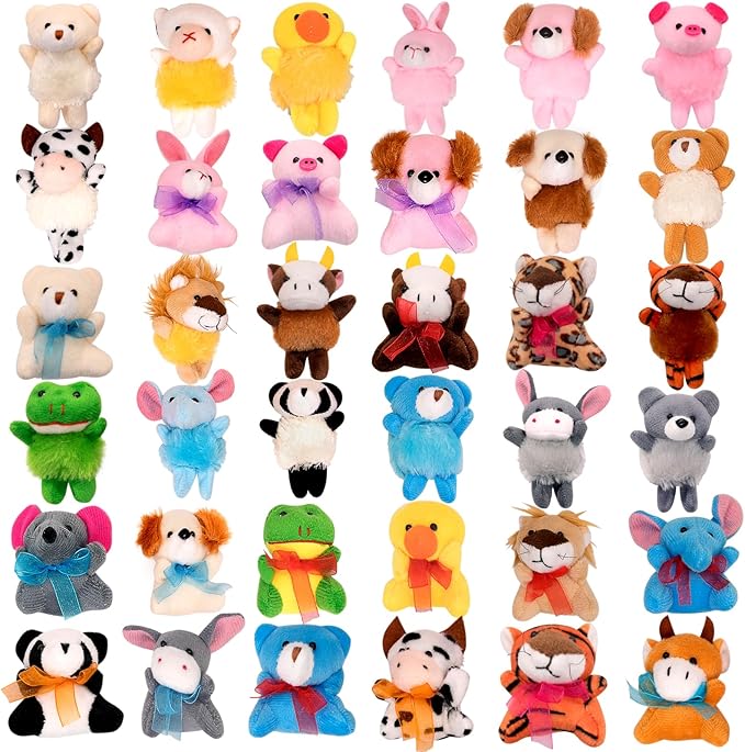 36 Pack Small Stuffed Animals Bulk Gifts for Kids (2.3/2"-2.5/3.5" Each), Party Favors Toys for Girls, Easter Basket Stuffers Christmas Stocking Plushies (36PCS)