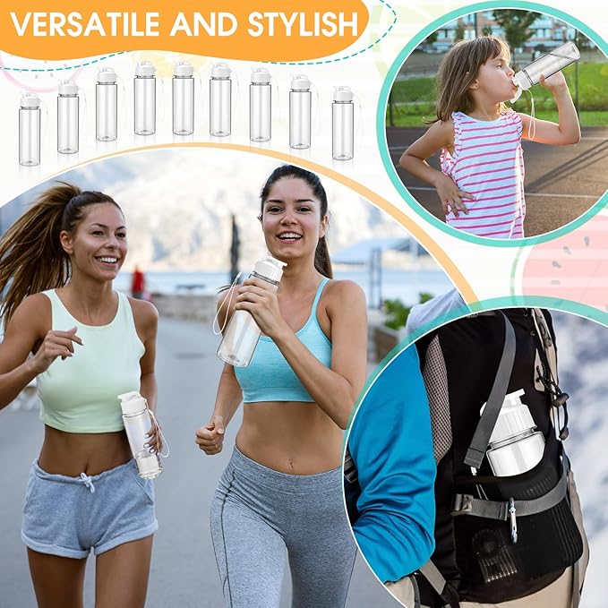 Mifoci 20 Pieces Water Bottle Bulk Plastic Water Bottles Bulk Gym Sports Adults Reusable Large Water Bottles with Leak Proof Flip Top for Party Outdoor(17 oz,White)