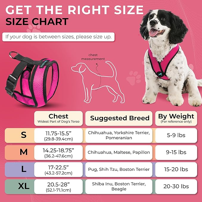 Gooby Comfort X Head In Harness - Flamingo Pink X-Large - No Pull Small Dog Harness Patented Choke-Free X Frame - On the Go Dog Harness for Medium Dogs No Pull or Small Dogs for Indoor and Outdoor Use