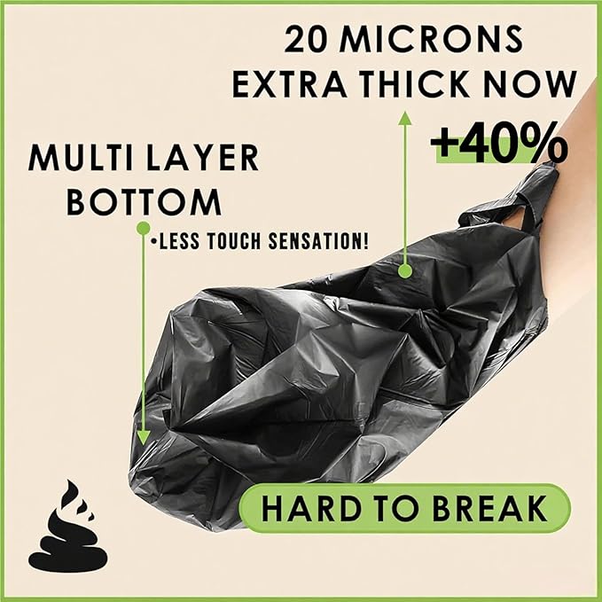 Ultra Thick RockRhino Dog Poop Bags - ECO Heavy Duty, Multi-Layer Bottom, 0% Plastic, 100% Home Compostable, Mint-Scented, Easy Open Tie Handles, Glove-Like Fit - 216 Bags