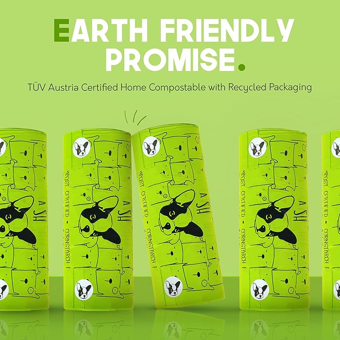 Home Compostable Dog Poop Bags with Handles - 10% to Charity - ASTM D6400 & EN 13432 Compliant - 240 x Large Plant Based Compostable Poop Bags (1 Pantry Roll)
