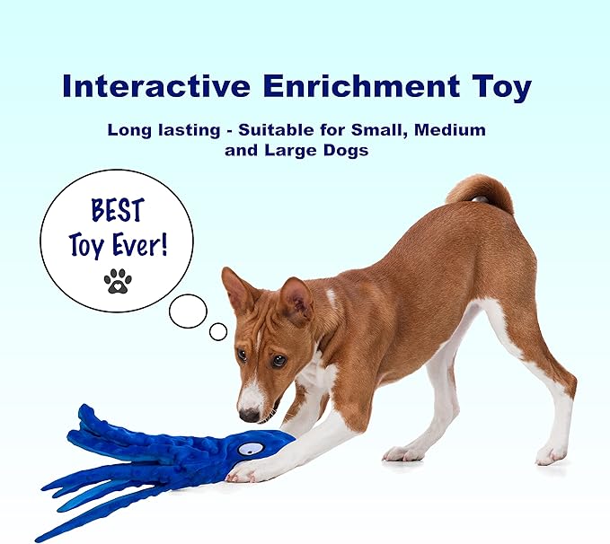 Squeaky Octopus Dog Toys for Small, Medium & Large Breeds - Durable & Soft Crinkle Plush Toys to Keep Dogs Busy - Blue & Purple Octopus 2pack