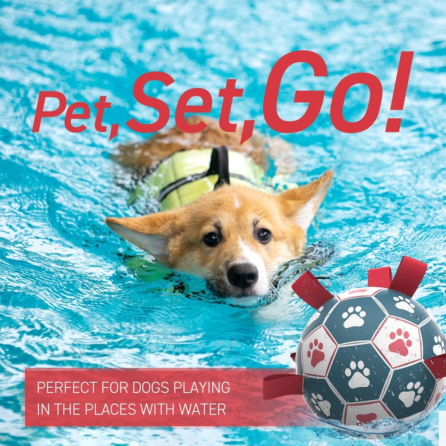 QDAN Premium Dog Balls Toys, Pet Training Soccer Ball with Straps, Puppy Birthday Gifts, Dog Water Toy, Durable Herding Balls for Small Medium Dogs, Pet Toys Puppy Ball (6 Inch)