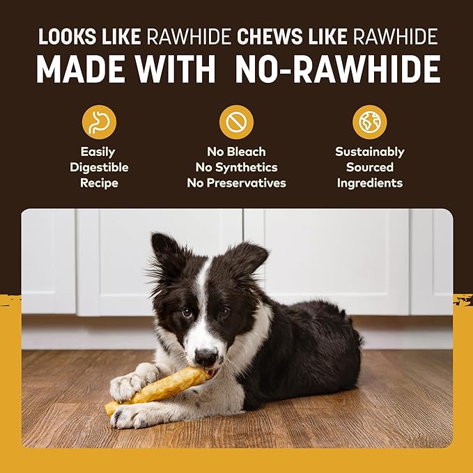 Earth Animal No Hide Medium Peanut Butter Flavored Natural Rawhide Free Dog Chews Long Lasting Chew Sticks | Treats for Large Dogs | Great for Aggressive Chewers - 2 Count