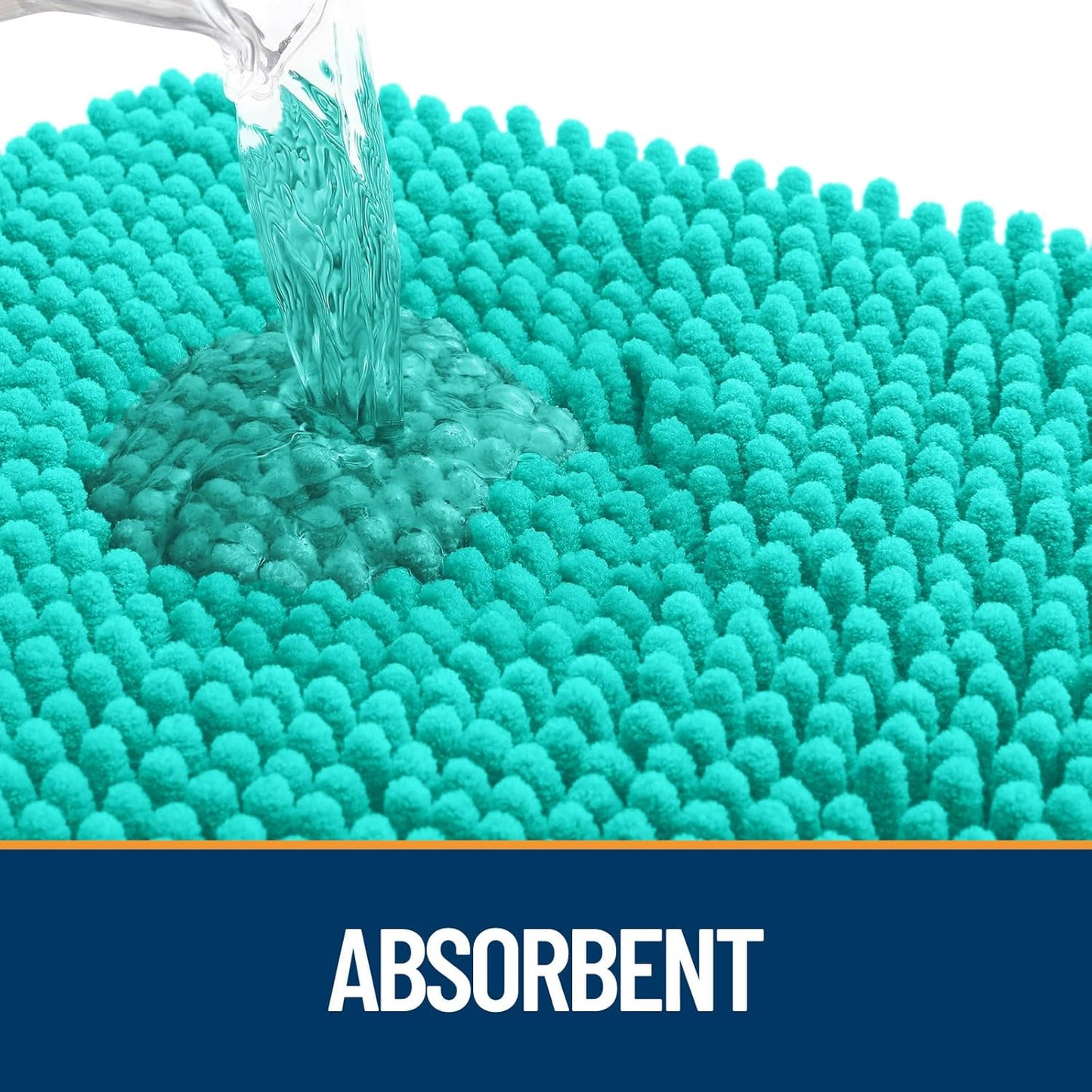 OLANLY Dog Door Mat for Muddy Paws 48x30, Absorbs Moisture and Dirt, Absorbent Non-Slip Washable Doormat, Quick Dry Chenille Mud Mat for Dogs, Entry Indoor Entryway Carpet for Inside Floor, Teal